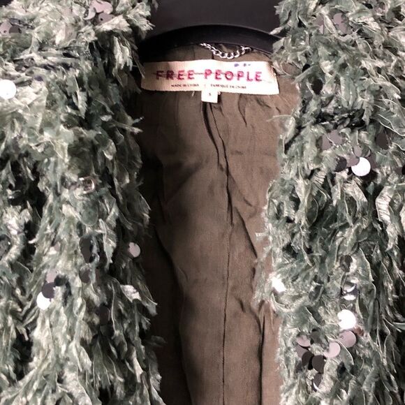 Free People Camilla Sequin Embellished Feather Jacket Guacamole $298 Sz Small - Picture 8 of 10
